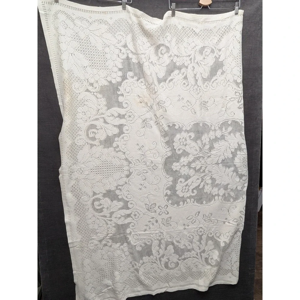 Vintage Lace Tablecloth Heritage Lace Style Ecru Granny Core Cottage 65